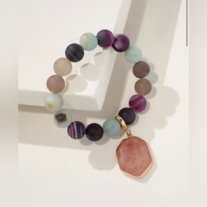 Chico’s matte beaded drop off stretch bracelet